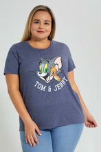 Load image into Gallery viewer, Redtag-Navy-Tom-And-Jerry-Character-T-Shirt-Colour:Navy,-Filter:Plus-Size,-LDP-T-Shirts,-New-In,-New-In-LDP,-Non-Sale,-S22B,-Section:Women,-TBL-Women&#39;s-
