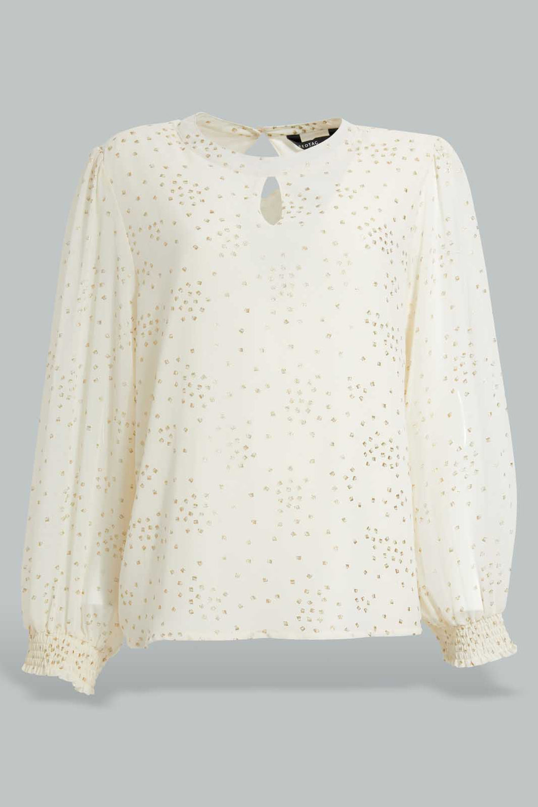 Redtag-Ivory-Allover-Foil-Printed-Blouse-Blouses-Women's-