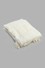 Redtag-Ivory/Gold-Textured-Stripe-Throw-With-Fringles-Throws-Home-Bedroom-