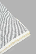 تنزيل الصورة على معرض الصور، Redtag-Ivory/Blue-Twill-Stripe-Throw-With-Fringles-Throws-Home-Bedroom-
