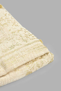 Redtag-Natural/Gold-Foil-Print-Throw-With-Fringles-Throws-Home-Bedroom-