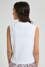 Load image into Gallery viewer, Redtag-White-S/L-Collared-Rib-Top-Plain-Senior-Girls-9 to 14 Years
