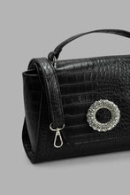 Load image into Gallery viewer, Redtag-Black-Croc-Textured-Day-Bag-Day-Bags-Women-
