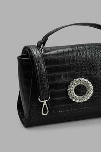 Redtag-Black-Croc-Textured-Day-Bag-Day-Bags-Women-