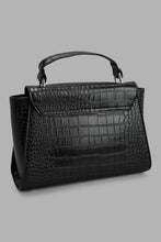 Load image into Gallery viewer, Redtag-Black-Croc-Textured-Day-Bag-Day-Bags-Women-
