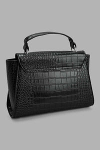 Redtag-Black-Croc-Textured-Day-Bag-Day-Bags-Women-