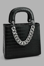 Load image into Gallery viewer, Redtag-Black-Croc-Textured-Day-Bag-Day-Bags-Women-
