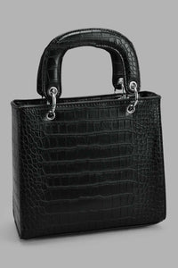 Redtag-Black-Croc-Textured-Day-Bag-Day-Bags-Women-