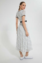 تنزيل الصورة على معرض الصور، Redtag-White-Printed-Long-Dress-With-Belt-Dresses-Women&#39;s-
