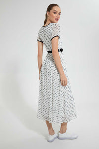 Redtag-White-Printed-Long-Dress-With-Belt-Dresses-Women's-