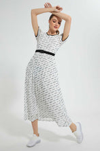 تنزيل الصورة على معرض الصور، Redtag-White-Printed-Long-Dress-With-Belt-Dresses-Women&#39;s-
