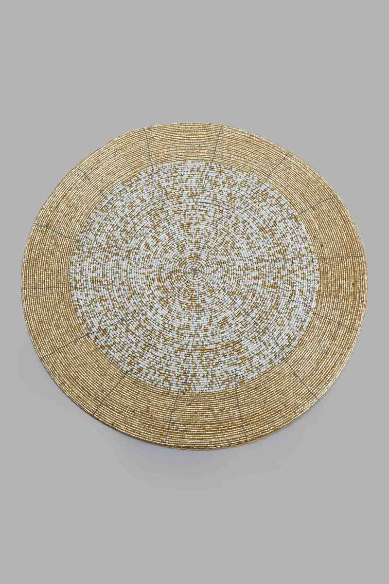 Redtag-Gold-Round-Beaded-Placemat-Placemats-Home-Dining-