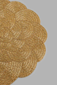 Redtag-Gold-Round-Beaded-Embroidered-Placemat-Placemats-Home-Dining-