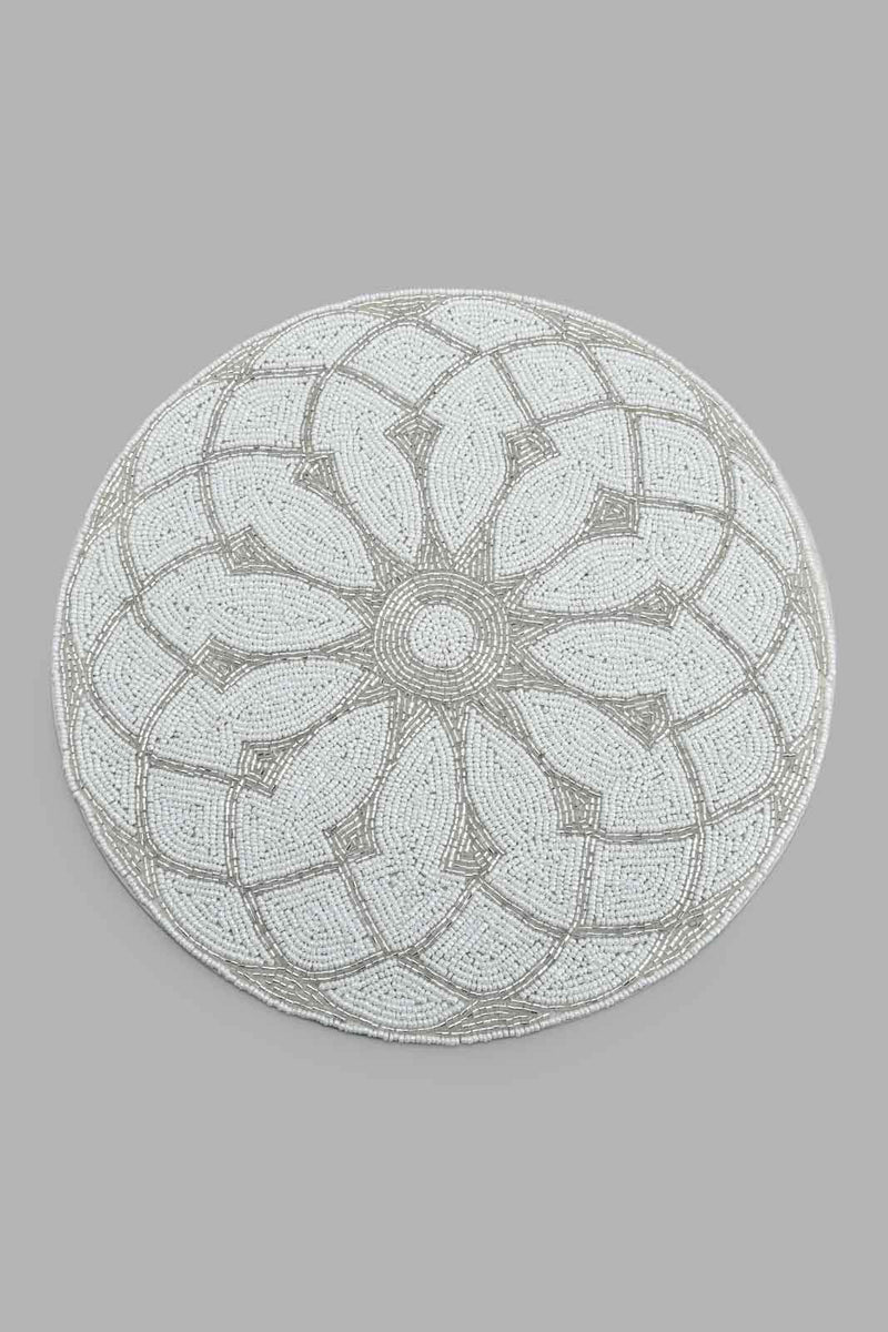 Redtag-Assorted-Round-Beaded-Embroidered-Placemat-Placemats-Home-Dining-