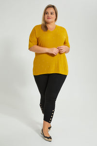 Redtag-Yellow-Allover-Studs-T-Shirt-Colour:Yellow,-Filter:Plus-Size,-LDP-T-Shirts,-New-In,-New-In-LDP,-Non-Sale,-S22B,-Section:Women-Women's-