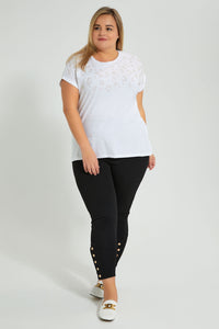 Redtag-Ivory-Gold-Stud-Detail-Top-Colour:Ivory,-Filter:Plus-Size,-LDP-Tops,-New-In,-New-In-LDP,-Non-Sale,-S22B,-Section:Women-Women's-