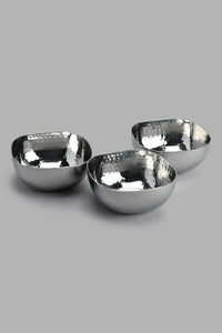 Redtag-Silver-Hammered-Bowl-Set-With-Wooden-Base-Category:Bowls,-Colour:Silver,-Filter:Home-Dining,-HMW-DIN-Sew-Serveware,-New-In,-New-In-HMW-DIN,-Non-Sale,-PERIGOLD,-S22C,-Section:Homewares-Home-Dining-