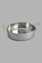 Load image into Gallery viewer, Redtag-Silver-Hammered-Bowl-With-Gold-Brass-Handles-With-Wooden-Base-Category:Bowls,-Colour:Silver,-Filter:Home-Dining,-HMW-DIN-Sew-Serveware,-New-In,-New-In-HMW-DIN,-Non-Sale,-PERIGOLD,-S22C,-Section:Homewares-Home-Dining-
