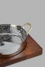 Load image into Gallery viewer, Redtag-Silver-Hammered-Bowl-With-Gold-Brass-Handles-With-Wooden-Base-Category:Bowls,-Colour:Silver,-Filter:Home-Dining,-HMW-DIN-Sew-Serveware,-New-In,-New-In-HMW-DIN,-Non-Sale,-PERIGOLD,-S22C,-Section:Homewares-Home-Dining-
