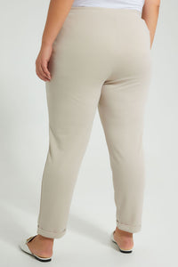 Redtag-Beige-Tapered-Leg-Turn-Up-Trouser-Colour:Beige,-Filter:Plus-Size,-LDP-Trousers,-New-In,-New-In-LDP,-Non-Sale,-S22B,-Section:Women-Women's-