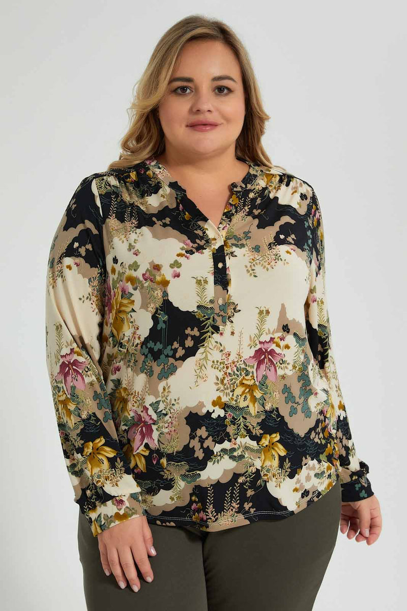 Redtag-All-Over-Printed-Floral-Top-Colour:Assorted,-Filter:Plus-Size,-LDP-Tops,-New-In,-New-In-LDP,-Non-Sale,-S22B,-Section:Women-Women's-