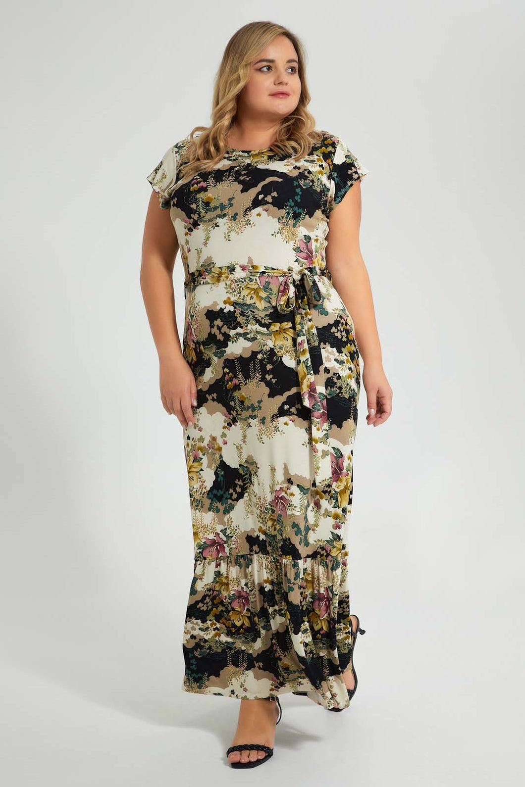 Redtag-All-Over-Printed-Maxi-Dress-With-Belt-Colour:Assorted,-Filter:Plus-Size,-LDP-Dresses,-New-In,-New-In-LDP,-Non-Sale,-S22B,-Section:Women-Women's-