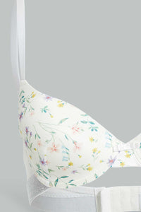 Redtag-Ivory-Floral-Printed-Padded-Plunge-Bra-Plunge-Bras-Women's-