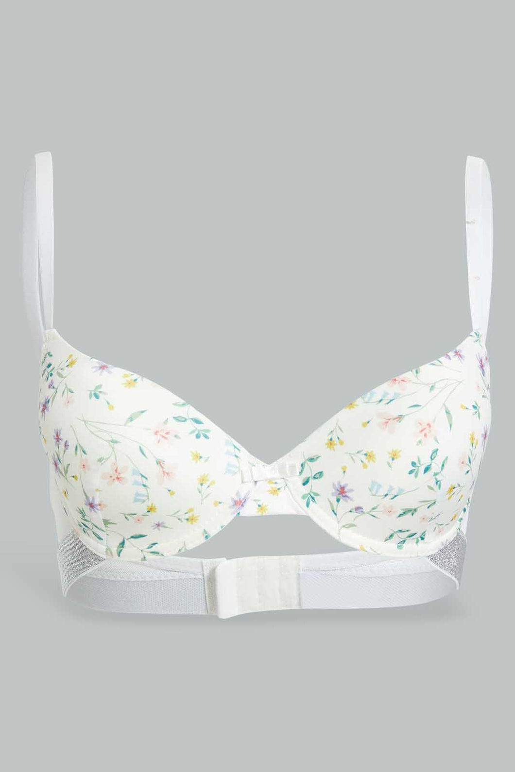 Redtag-Ivory-Floral-Printed-Padded-Plunge-Bra-Plunge-Bras-Women's-