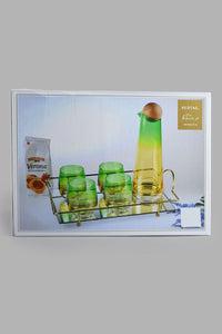 Redtag-Green-Decanter-Set-With-Glass-Tray-(6-Piece)-Category:Jugs,-Colour:Green,-Filter:Home-Dining,-HMW-DIN-Drw-Drinkware,-JUBLIANT,-New-In,-New-In-HMW-DIN,-Non-Sale,-S22B,-Section:Homewares-Home-Dining-