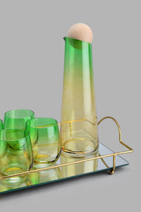 Redtag-Green-Decanter-Set-With-Glass-Tray-(6-Piece)-Category:Jugs,-Colour:Green,-Filter:Home-Dining,-HMW-DIN-Drw-Drinkware,-JUBLIANT,-New-In,-New-In-HMW-DIN,-Non-Sale,-S22B,-Section:Homewares-Home-Dining-