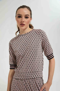 Redtag-Pink-Jacquard-Jersey-Top-Tops-Women's-