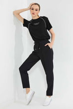 تنزيل الصورة على معرض الصور، Redtag-Black--T-Shirt-With-Waist-Detail-Graphic-T-Shirts-Women&#39;s-
