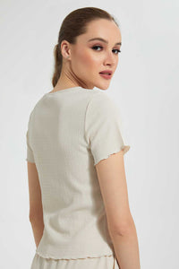 Redtag-Beige-Textured-Top-Tops-Women's-