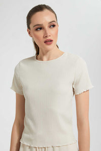 Redtag-Beige-Textured-Top-Tops-Women's-