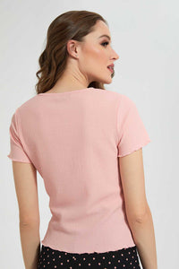 Redtag-Pink--Textured-Top-Tops-Women's-