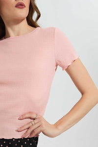 Redtag-Pink--Textured-Top-Tops-Women's-