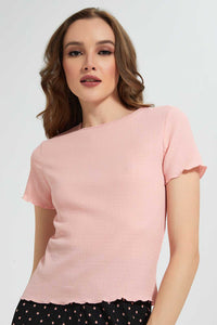 Redtag-Pink--Textured-Top-Tops-Women's-