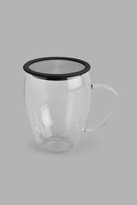 Redtag-Clear-Glass-Mug-With-Stainless-Steel-Infuser-Category:Cups-&-Mugs,-Colour:White,-Filter:Home-Dining,-HMW-DIN-Crc-Crockery,-New-In,-New-In-HMW-DIN,-Non-Sale,-S22B,-Section:Homewares-Home-Dining-