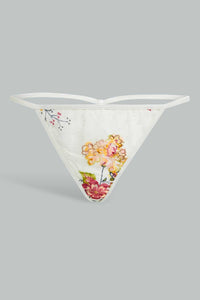 Redtag-Off-White-Floral-Printed-Babydoll-With-Thong-Babydolls-Women's-