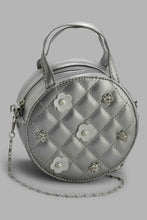 Load image into Gallery viewer, Redtag-Silver-Quilted-Embellished-Cross-Body-Bag-Cross-Body-Bags-Girls-
