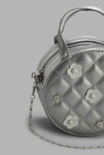 Load image into Gallery viewer, Redtag-Silver-Quilted-Embellished-Cross-Body-Bag-Cross-Body-Bags-Girls-
