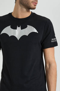 Redtag-Black-Batman-Crew-Neck-T-Shirt-Colour:Black,-Filter:Men's-Clothing,-Men-T-Shirts,-New-In,-New-In-Men,-Non-Sale,-S22B,-Section:Men-Men's-