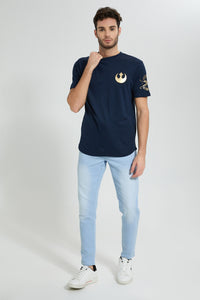 Redtag-Navy-Starwar-Crew-Neck-T-Shirt-Colour:Navy,-Filter:Men's-Clothing,-Men-T-Shirts,-New-In,-New-In-Men,-Non-Sale,-S22B,-Section:Men-Men's-