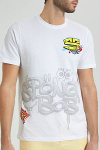 Redtag-White-Spong-Bob-Crew-Neck-T-Shirt-Colour:White,-Filter:Men's-Clothing,-Men-T-Shirts,-New-In,-New-In-Men,-Non-Sale,-S22B,-Section:Men-Men's-