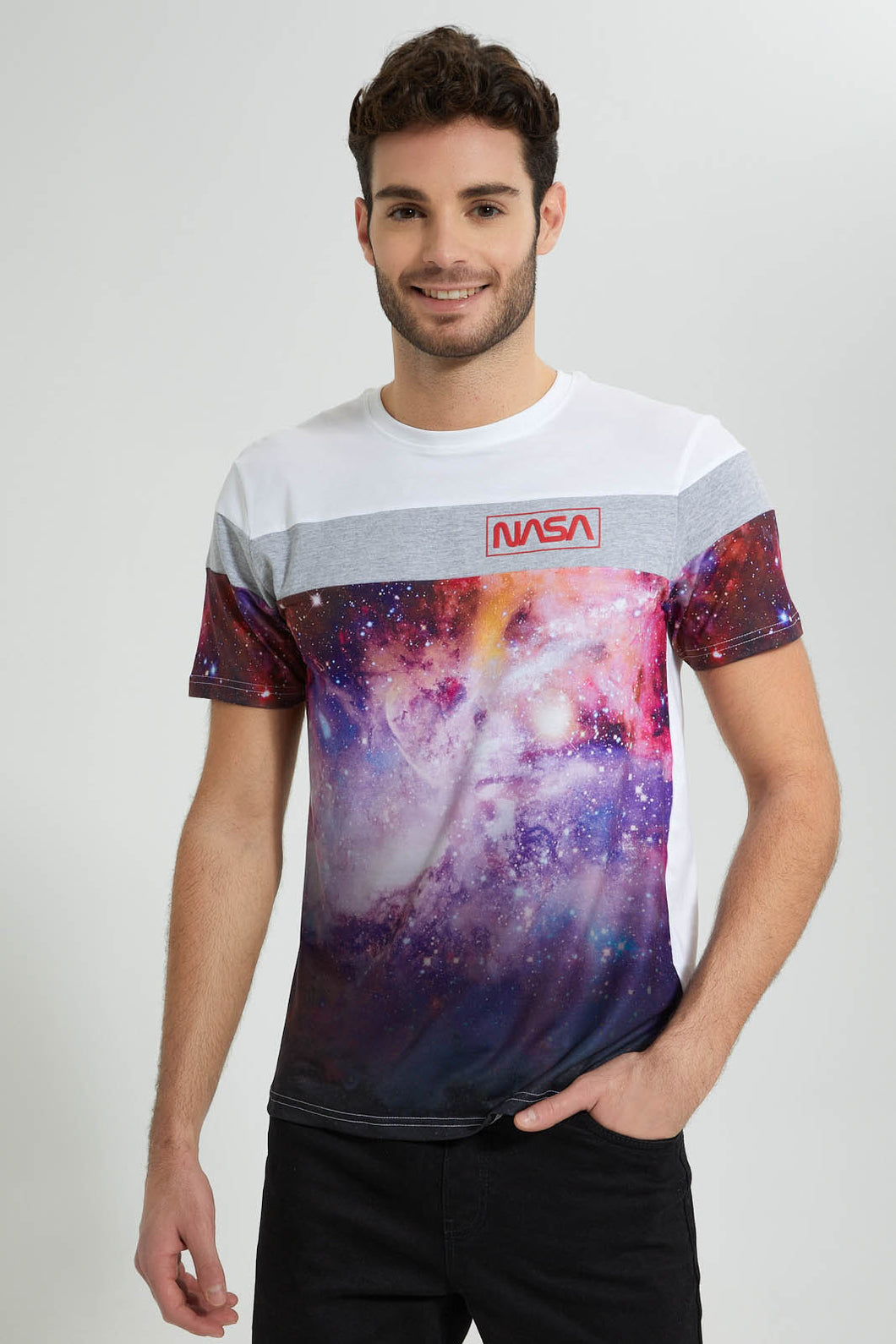 Redtag-White-Nasa-Crew-Neck-T-Shirt-Colour:White,-Filter:Men's-Clothing,-Men-T-Shirts,-New-In,-New-In-Men,-Non-Sale,-S22B,-Section:Men-Men's-