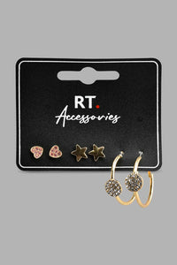 Redtag-Gold-Earrings-Set-(3-Piece)-Colour:Gold,-Filter:Women's-Accessories,-New-In,-New-In-Women-ACC,-Non-Sale,-S22A,-Women-Jewellery-Women-
