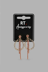 Redtag-Gold-Earrings-With-Chains-Colour:Gold,-Filter:Women's-Accessories,-New-In,-New-In-Women-ACC,-Non-Sale,-S22A,-Women-Jewellery-Women-