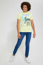 Load image into Gallery viewer, Redtag-Yellow-Emboss-Surf-T-Shirt-All-Over-Prints-Senior-Boys-9 to 14 Years
