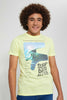 Redtag-Yellow-Emboss-Surf-T-Shirt-All-Over-Prints-Senior-Boys-9 to 14 Years