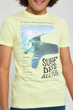 Load image into Gallery viewer, Redtag-Yellow-Emboss-Surf-T-Shirt-All-Over-Prints-Senior-Boys-9 to 14 Years
